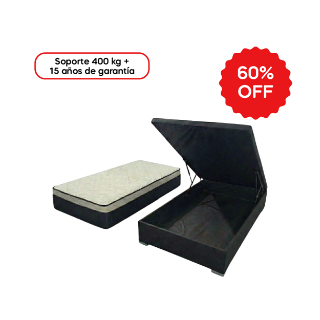 Imagen de Conjunto  sommier baulera Grand Tech Pocket 28cmx1,10x1,88m